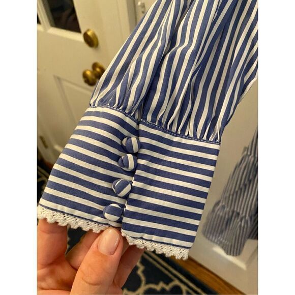 TANYA TAYLOR Elaia Embroidered Bib Belted Shirtdress LARGE - Picture 5 of 6